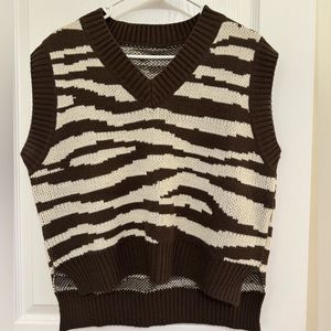 Brown zebra print sweater vest